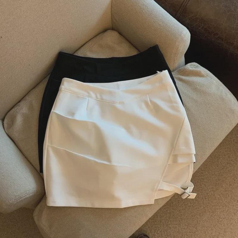 Summer Lace-Up A-Line Skirt with Irregular Slit