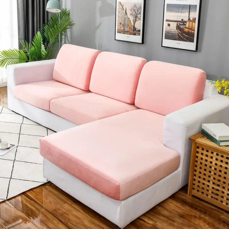 Velvet Sofa Cover Elastic Backrest Cover Thick Solid Color Living Room Corner Sofa Bed Furniture Protection Cover Super Soft