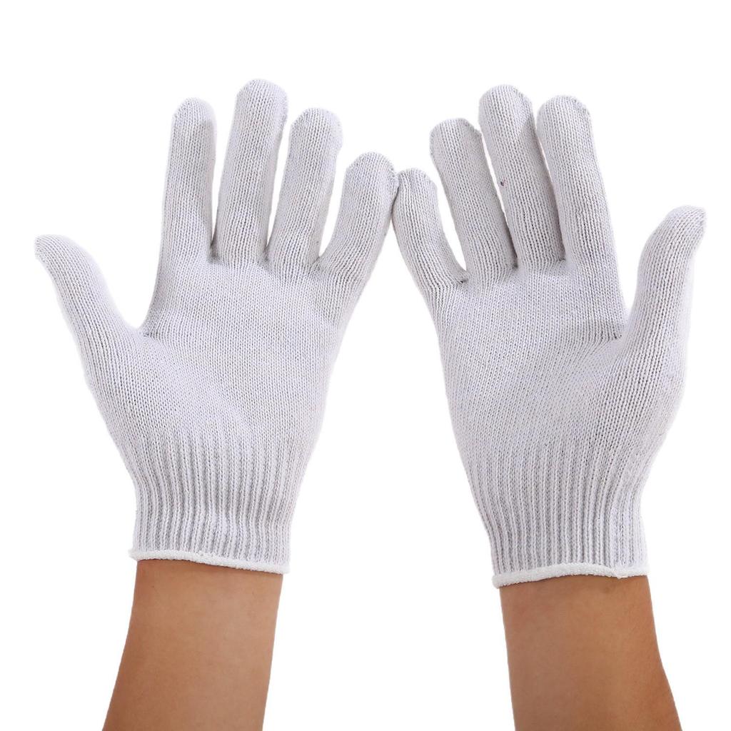 Dirt-Resistant Black & White Flower Thickened Work Gloves, Wear-Resistant Pure White Labor Protection Gloves