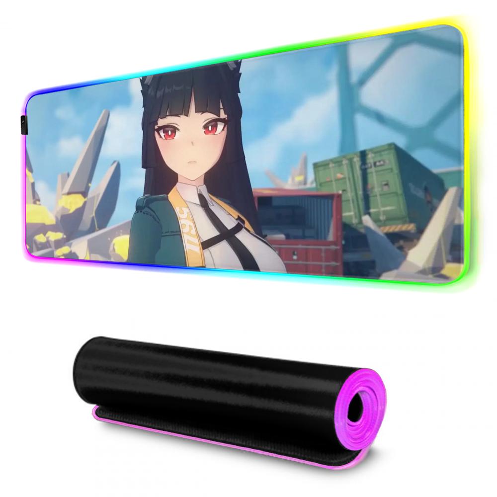 Miyabi Hoshimi Mouse Pad RGB Gaming Mousepad Big LED Pad PC Desk Mat Luminous Mouse Pad Large Keyboard Mats Table Rug With