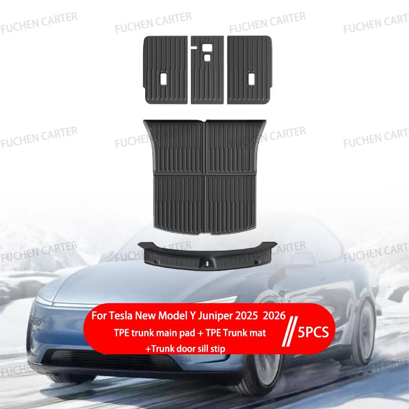 For Tesla New ModelY Juniper2025 2026 TPE metal pedal foot pad Waterproof Luggage Mat Wear-resistant Foot Pads ModelY Trunk Mats