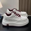 European version of thick-soled leather little white shoes women's 2025 autumn new heightening board shoes, lightweight and versatile sports and leis