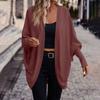 Women's Casual Cardigan With Bats Sleeves, Long Sleeves, Thick Knitting, Lightweight For Outer Wear