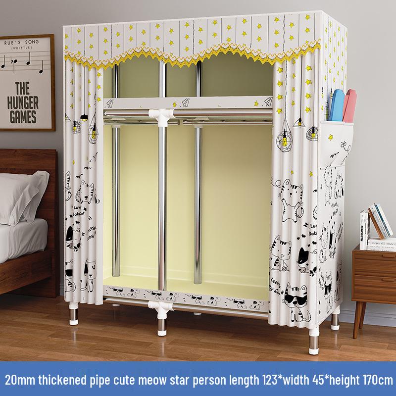 Thickened Steel Pipe Fabric Wardrobe for Dorm or Bedroom Storage