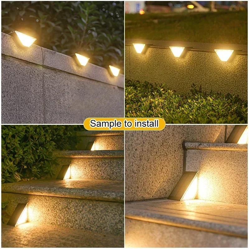 Outdoor Solar Step Lights, Warm White Light,IP66 Waterproof, Auto On, for Patio, Yard, Driveway, Porch Decoration