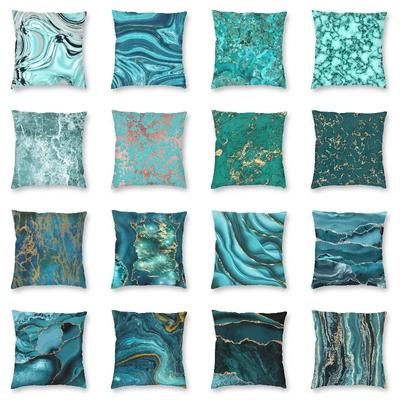Housse de coussin Décoration d'intérieur Motif marbré abstrait Housse de coussin Turquoise Bleu aqua Tourbillon Voiture Mode 45x45cm