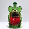 Creative Hand Blown Green Glass Decanter, Sculpted Liquor Wine Bottle, Home Bar Decor Container, Whiskey Lover Gift