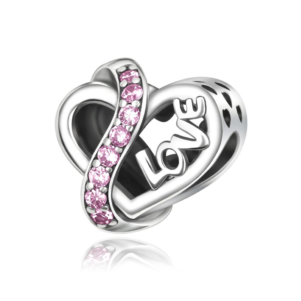Silver-Plated Copper Heart Beads - Mother s Day Jewelry DIY Accessories