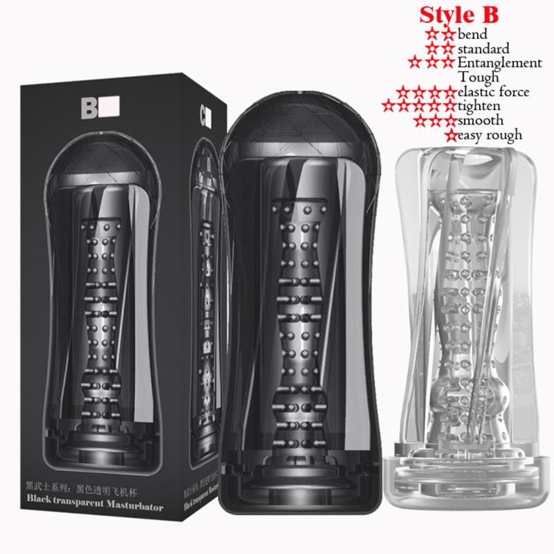 Men Transparent Silicone Aircraft Cup Male Masturbation Device Masturbators Cup Adults Sex Toys For