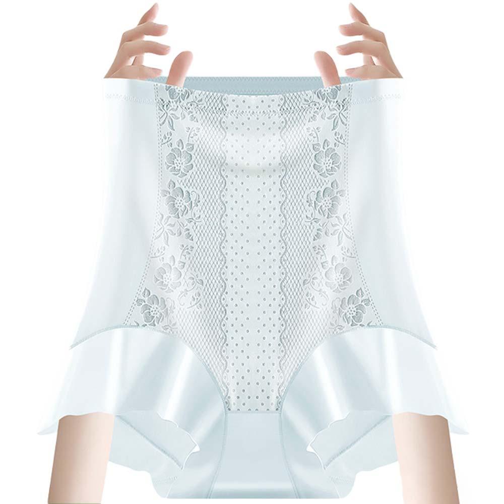 

High Waist Postpartum Body Shaper Shapewear Flower Butt Lifter Briefs Waist Trainer Floral Panties Seamless Underpants L світло-синій колір