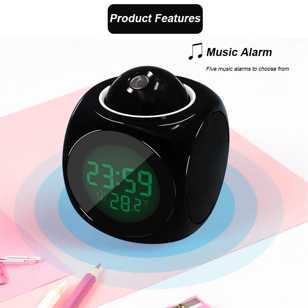 Electronic Alarm Clock Multi-function Digital Projection Alarm Clock Temperature Display 12/24 Hours for Home Bedroom Decoration