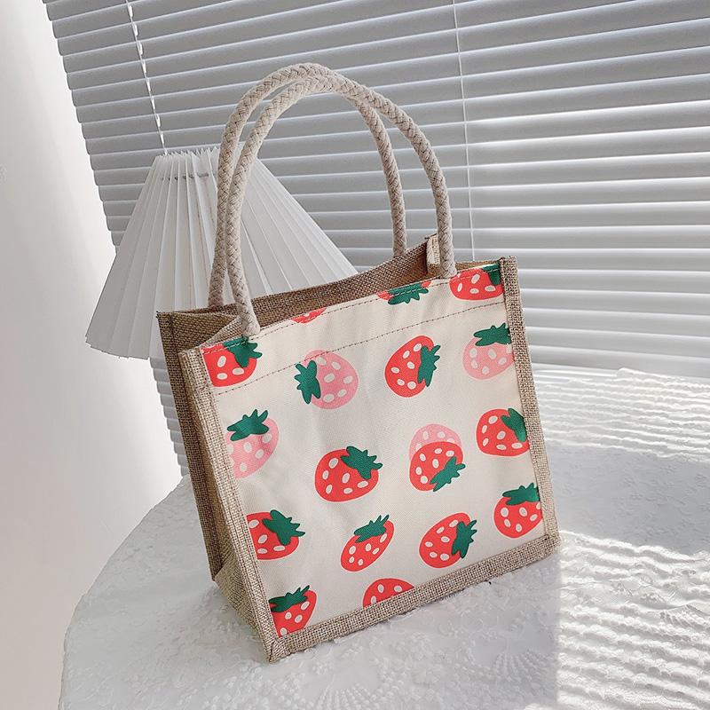 1PC Lunch Bags New Trendy For Women for Office Ethnic Style School Picnic Tote Bag Reusable Retro