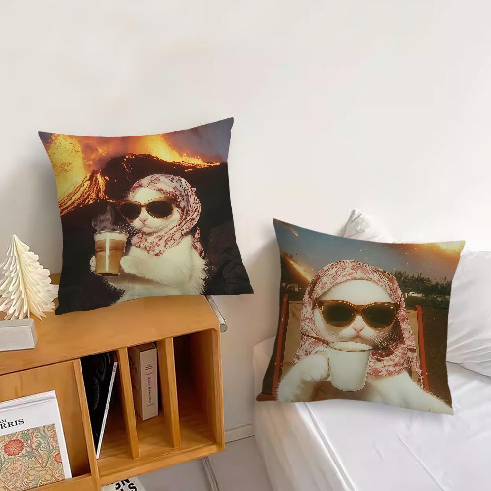 cat Funny cushion cover Pillow Cover Decoration Room Home Sofa living Office Car Nordic Simplicity