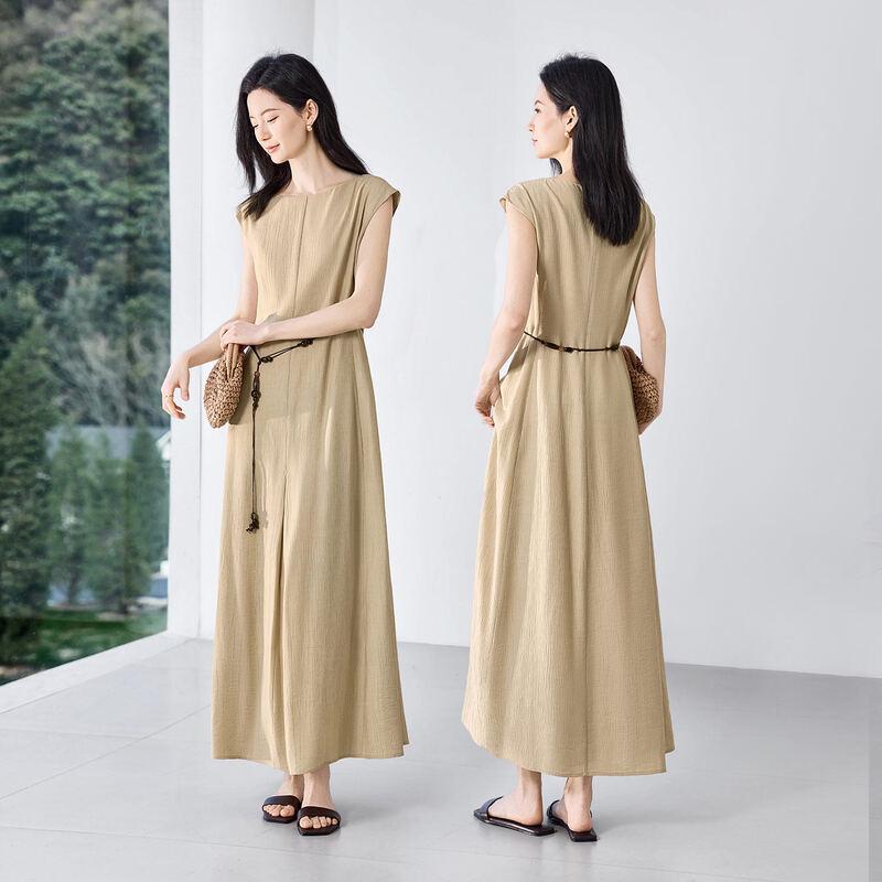 IHIMI Women's Summer Boat Neck A-line Vacation Dress