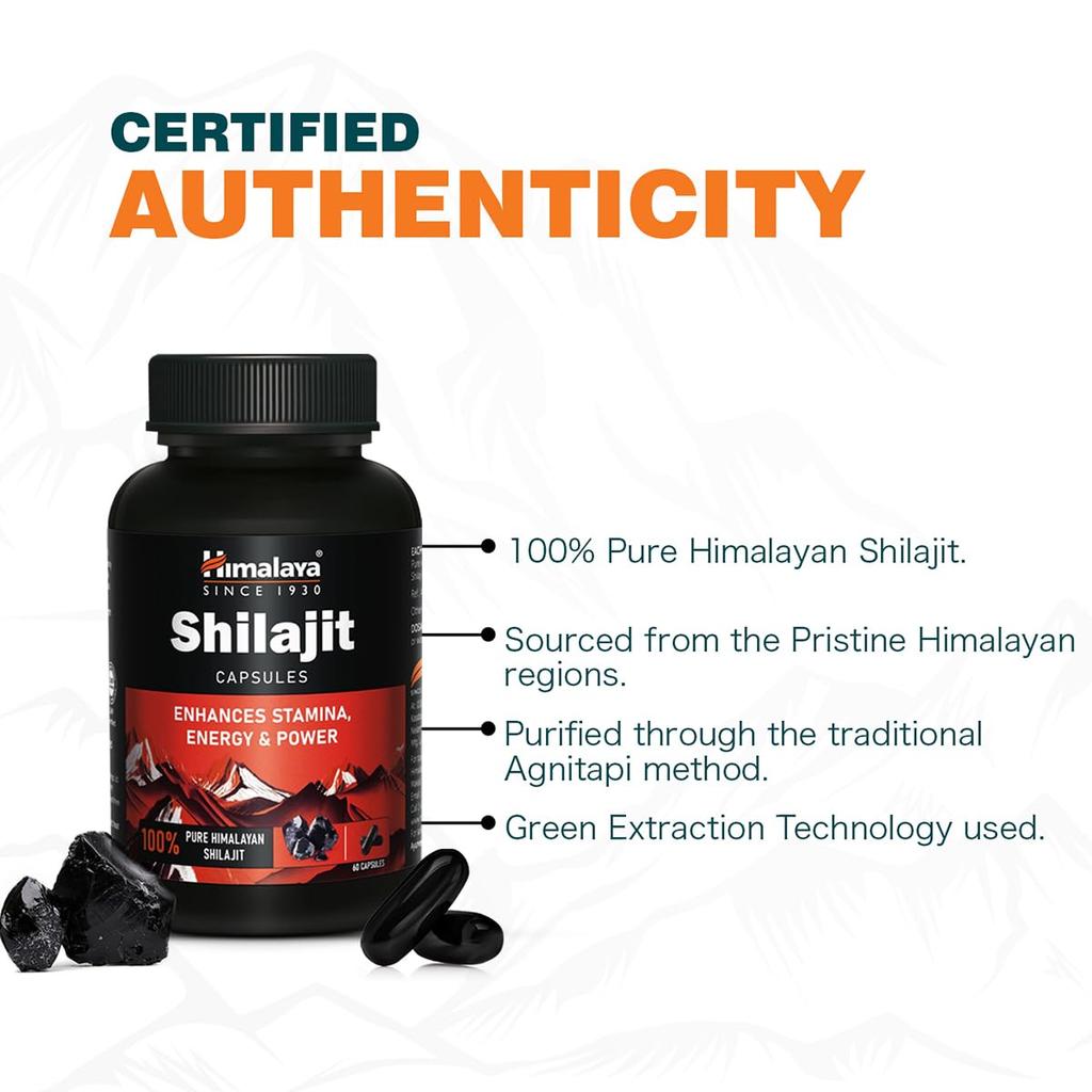 Himalaya Shilajit Kapseln 60 Stück Für Energie Kraft Ausdauer Steigerung Und Gesunde Testosteron Unterstützung Für Männer Und Frauen Tägliches Wohlbefinden