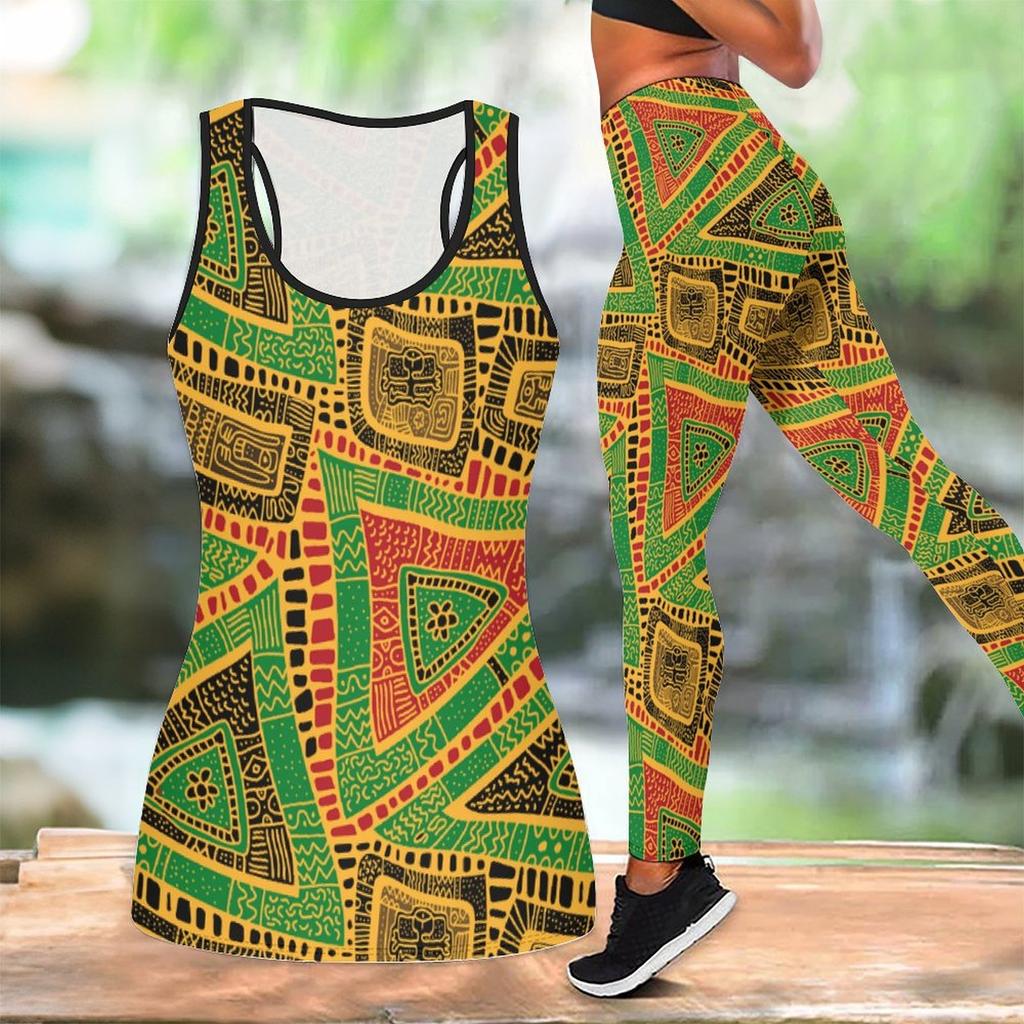 Leopard Print and GeometryPattern Print Yoga Outfit for Women Fashion Workout Leggings Fitness Sports Casual Yoga Set Sports Suit
