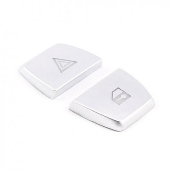 Car Warning Light Button Cover Trim Fit For BMW 5 Series Matte Silver 2011-2017