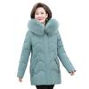 Womens Warm Mid-Length Cotton Padded Coat Winter Plus Size Loose Fit With Faux Fur Collar