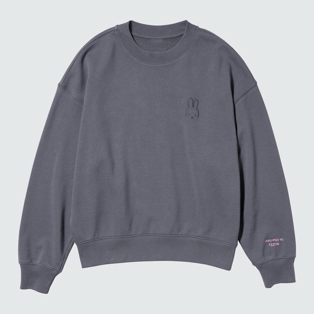 Women s Petite Miffy Print Loose Fit Round Neck Sweatshirt Small темно-серого