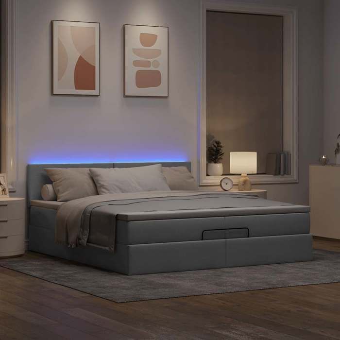 VidaXL Ottoman Bed Frames and Mattress Light Grey 200x200cm Fabric 3312250