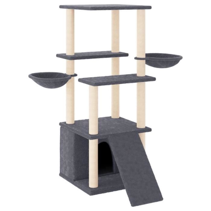VidaXL Arbre à chat avec griffoirs en sisal gris foncé 133 cm 171758