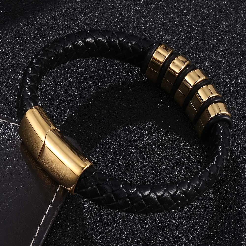 Neues handgewebtes Lederarmband im Punk-Stil für Herren, Modearmband, lässiger Schmuck, Geschenk