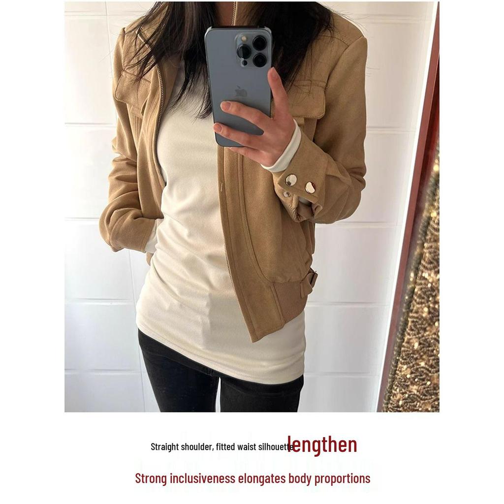 Women's Slim Fit Mid-Length White Base Shirt, Cinched Waist, Hip-Hugging, 2025 Spring/Autumn Style, Thin Fabric