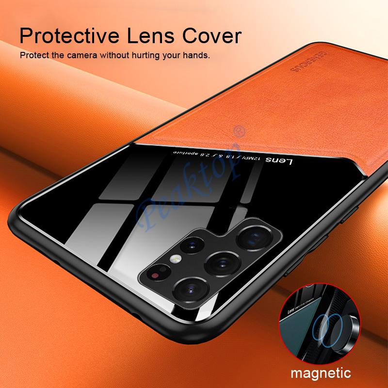 Für Samsung S 22 Ultra Fall Leder Textur Auto Magnetische Telefon Abdeckung Für Samsung Galaxy S22 Ultra Plus 22Ultra Stoßfest Coque