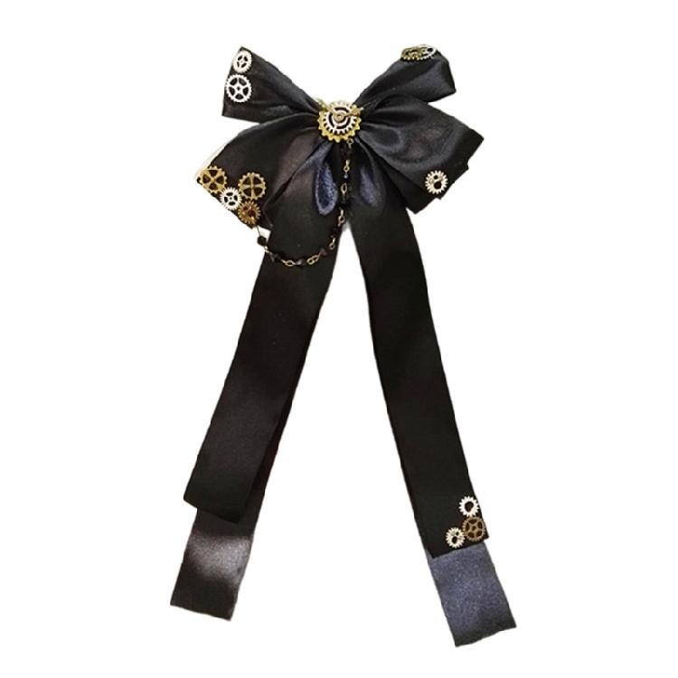 Black Ribbon Hair Clip Gothic Tassels Hair Barrettes Girls Role Play Headdress 1