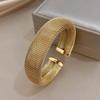 Vintage Hollow Mesh Wide Bracelet for Women Chic Gold Silver Color Stainless Steel Cuff Bangle Bracelets Waterproof Jewelry