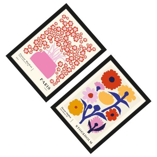 NKTN Flower Market Paris Flower Marker Stockholm Framed Print Set  (Pack of 2)