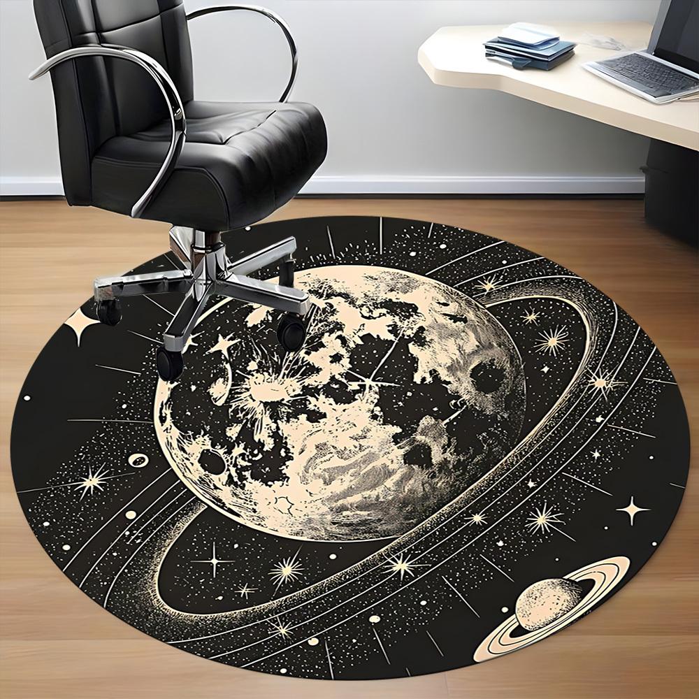 1pc Moon Saturn Office Round Area Rug, Indoor Mat Suitable ForOffice, Under Office Chairs Bedroom Living Room Home Decor, Room Deco,  n66