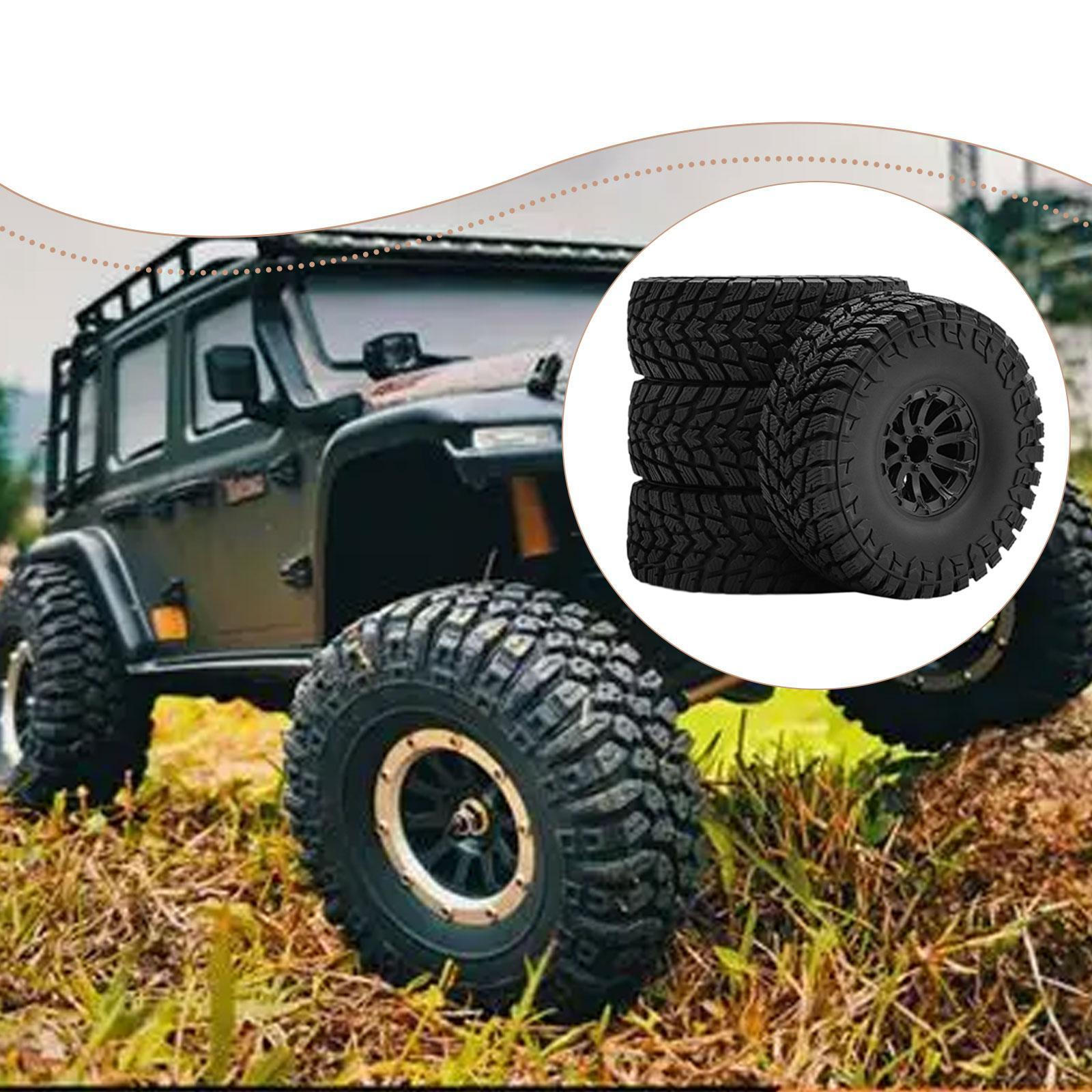 

4 Pieces RC Wheel and Tire Sturdy Model DIY Spare Parts Professional Easy Installation Replacement Black Wheel Hub