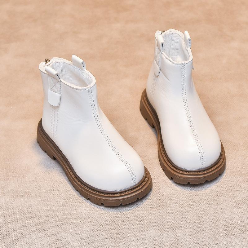 

Обувь для девочек Детские кожаные ботинки Martin Осень-зима Новые короткие ботинки принцессы Туфли в иностранном стиле для маленьких девочек 30 белый