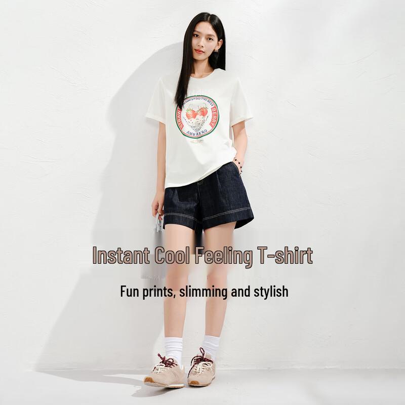 Jiu Zi Anna Kou Instant Cooling Strawberry Ice Cream T-Shirt L