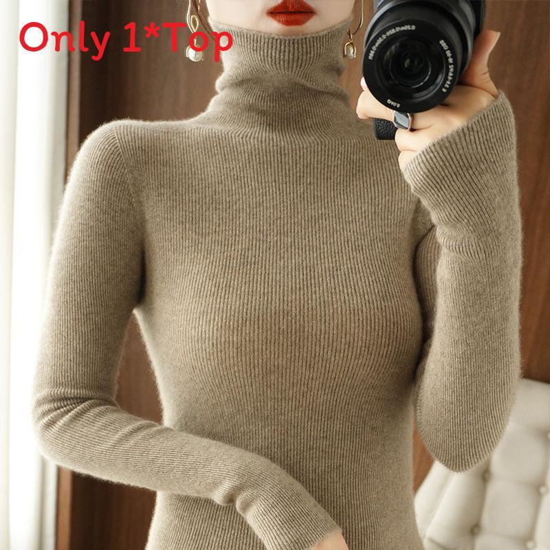 Korean Style Turtleneck Knit Sweater For Women With Ribbed Design For Casual Wear