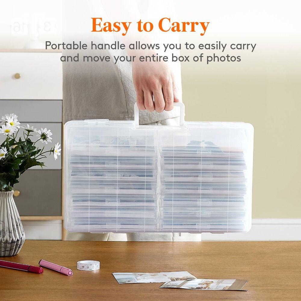Plastic Photo Storage Box Clear Cards Keeper Office Supplies Craft Storage Case Sheet