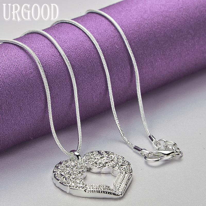 

Ожерелье с подвеской в форме сердца из стерлингового серебра 925 пробы, модные свадебные украшения S-45CM