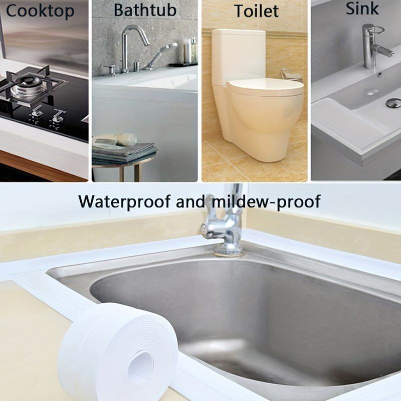 Sink Sealant Strip 100cm Kitchen Sealing Tape Bathroom Anti-Mildew Caulk Strip Waterproof Wall Sticker for Corner Gap Joints