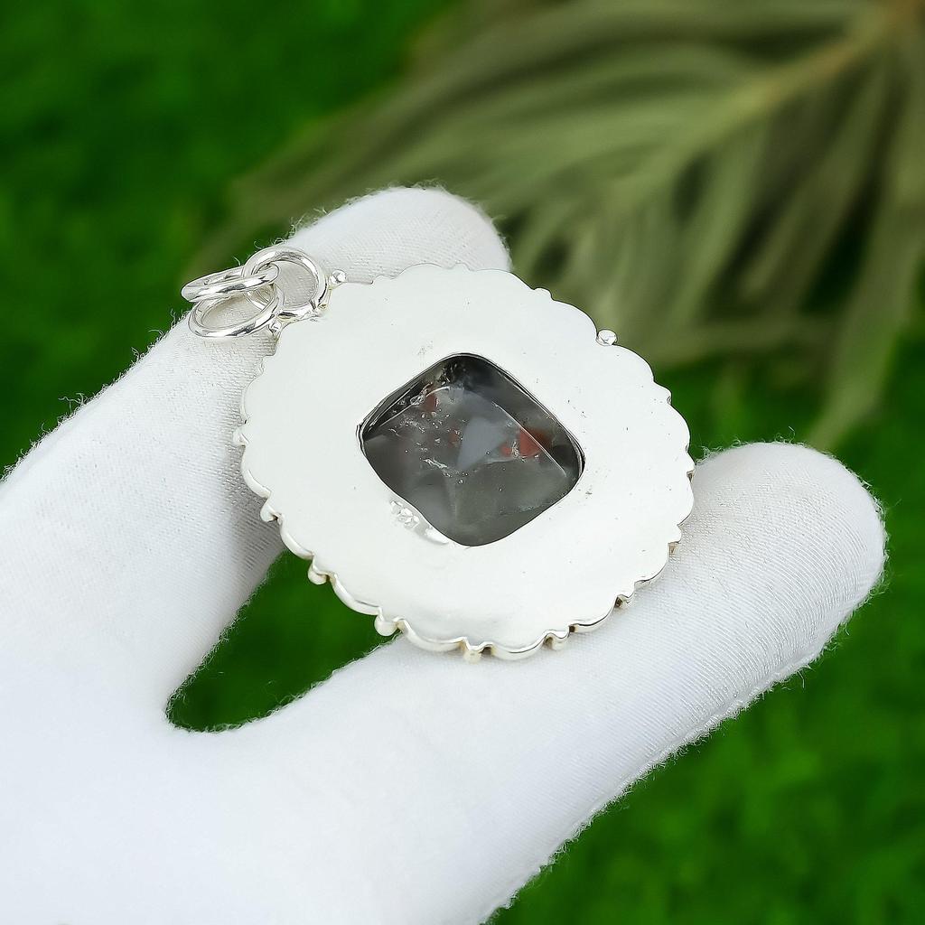 925 Silver Radiant Natural Tabu Jasper Artisan Bezel Wife Handcrafted Pendant
