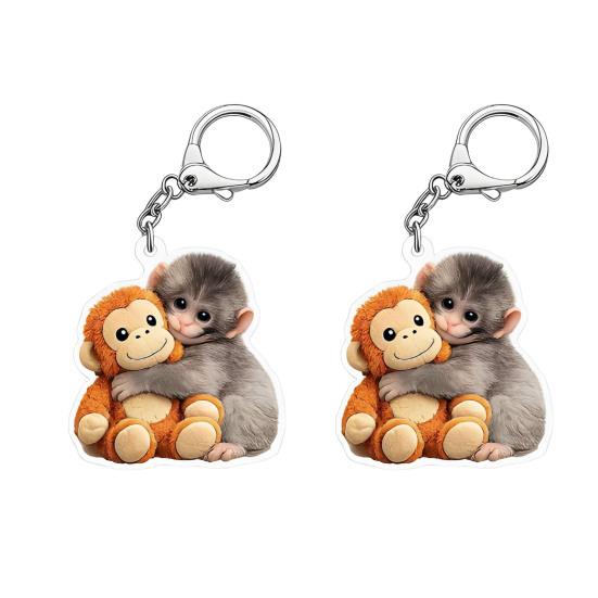 

2 шт. Брелок-подвеска Обезьянка Брелок-подвеска для ключей Устойчивый к износу Украшение-аксессуар для сумки, рюкзака, ключей автомобиля 2pcs A