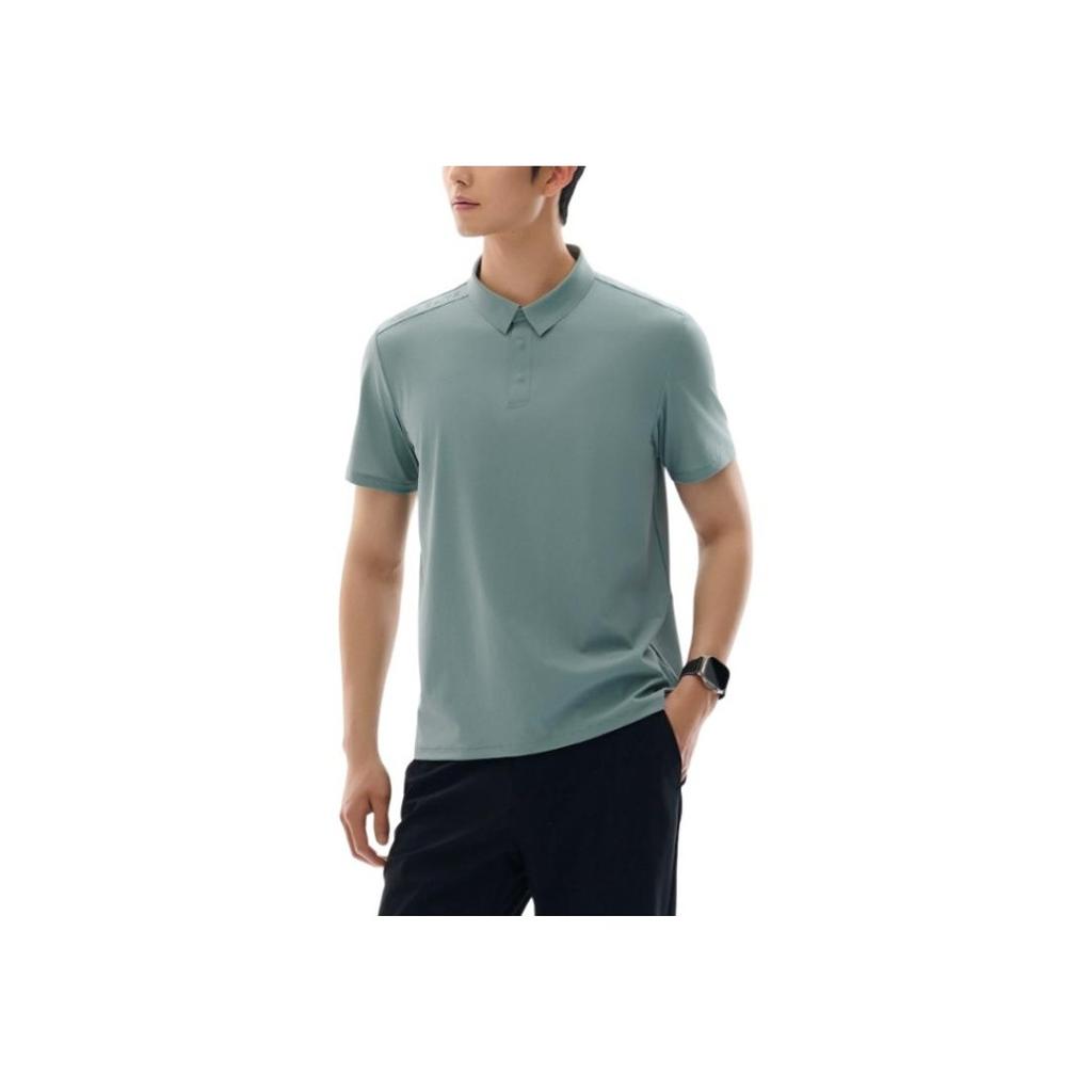 Anta Bequemes Atmungsaktives Einfarbig Vielseitiges Schlank geschnittenes Kurzarm Polohemd Herren Polohemden Hellgrün 952527112-2