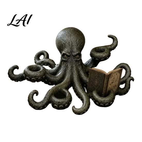 Vintage Tentacle Candlestick Octopus Candle Holder Durable Resin Halloween Sculpture Dark Fantasy Mythology Inspired Stand Style Statue for