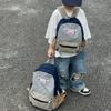 Blocked Color Canvas Backpack With Nylon Simple For Children Backpack Spine
