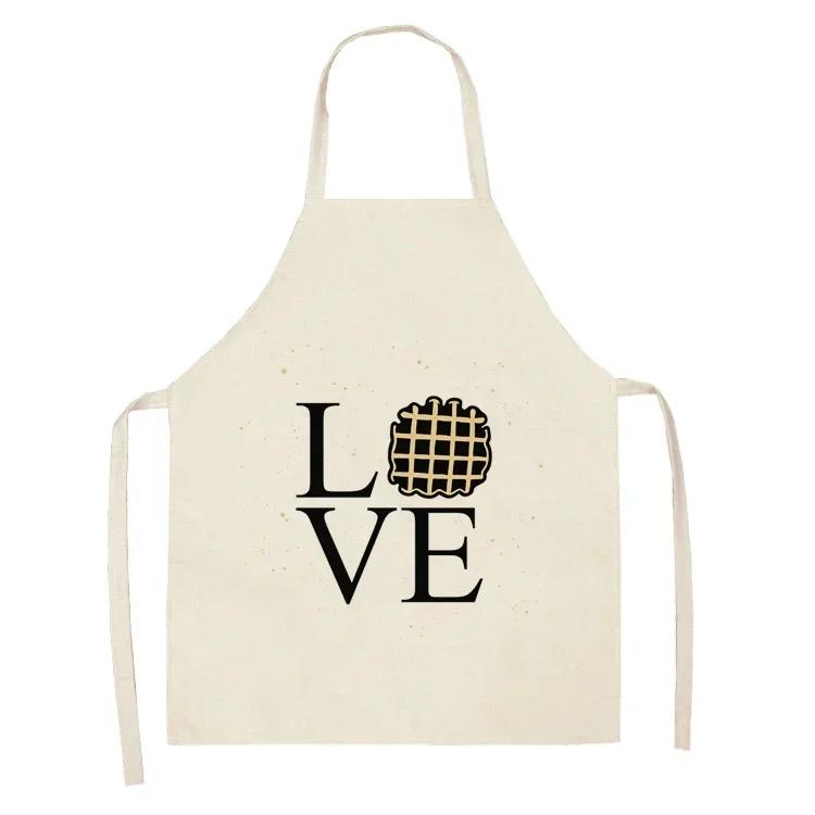 Letter Alphabet Kitchen Aprons for Women Cotton Linen Bibs Household Cleaning Pinafore Home Cooking Apron Delantal