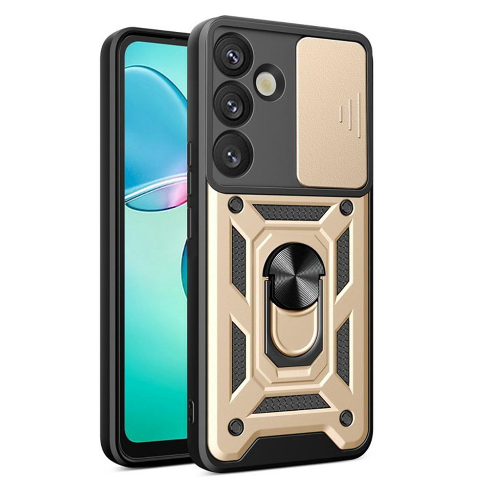 Für Samsung Galaxy S26+ Hülle mit Schiebe-Kameradeckel PC + TPU Ständer Handyhülle
