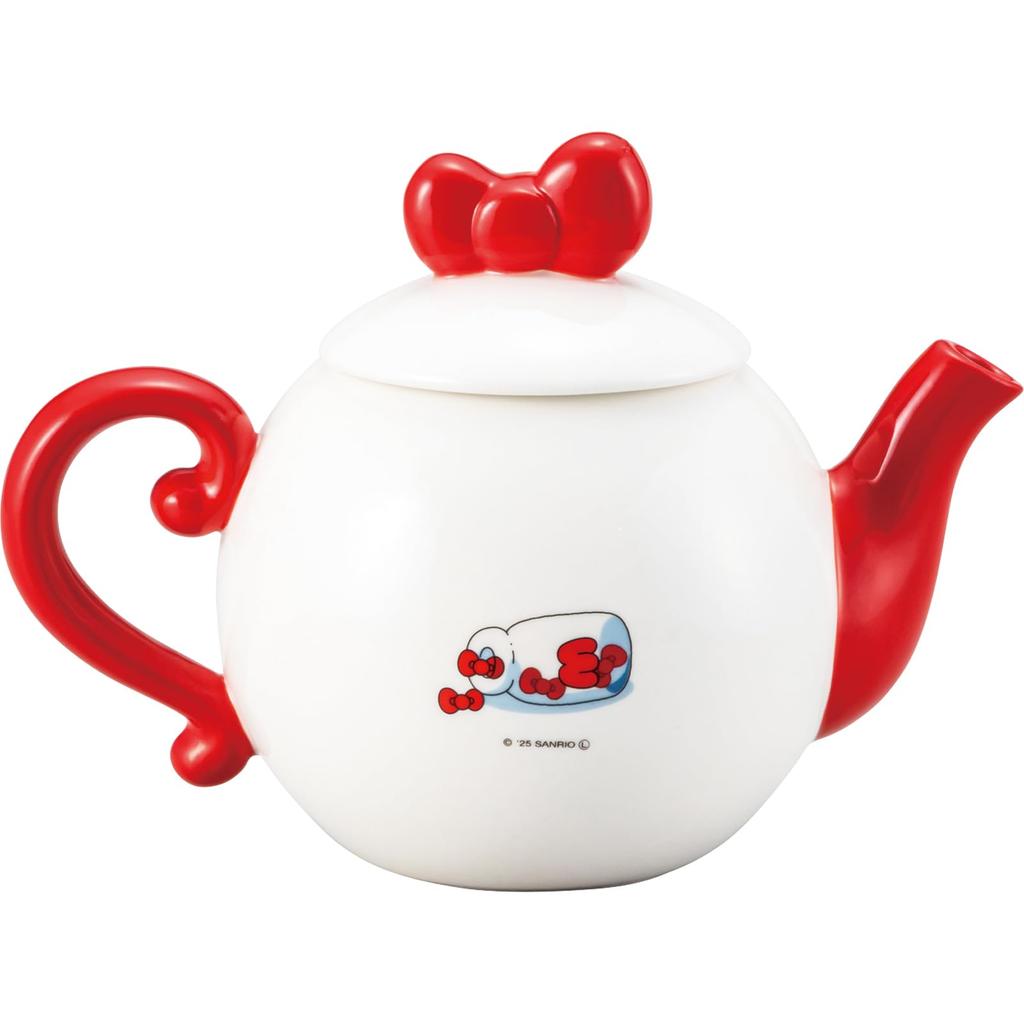 Sanrio Hello Kitty Edgy Teapot with Ribbon, White, Approx. 18 X 11 X 14 Cm, 500ml, SAN4798