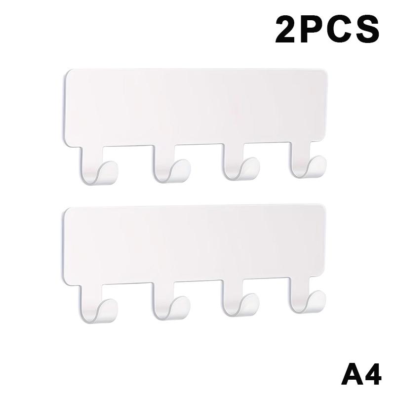 1/2pcs 4 Hooks Wall Mounted Rack No Punching Multi-functional Storage Hooks Self Adhesive Key Holder Home Organization