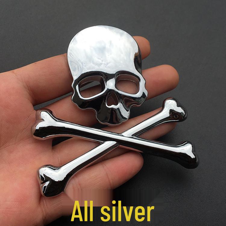 3D Metal Skull Car Emblem: Halloween Harley Hood, Tail, and Side Sticker