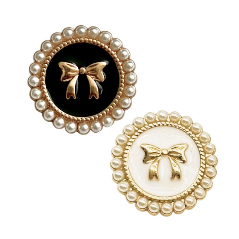10pcs Pearl Bowknot Metal Button Fashion Sewing Clothing Bag DIY Craft High-Grade Decorative Button Accessories